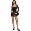 imageREORIA Womens Square Neck Bodysuits 2025 Halter Tie Lace Sheer Long Sleeve Y2K BodysuitsBlack Onyx