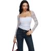 imageREORIA Womens Square Neck Bodysuits 2025 Halter Tie Lace Sheer Long Sleeve Y2K BodysuitsBright White