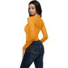 imageREORIA Womens Square Neck Bodysuits 2025 Halter Tie Lace Sheer Long Sleeve Y2K BodysuitsBright Yellow