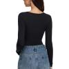 imageREORIA Womens V Neck Henley Bodysuit Wool Blend Long Sleeve Bodysuits Button Down Double Lined Tops Fall Outfits 2025Black Onyx