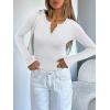 imageREORIA Womens V Neck Henley Bodysuit Wool Blend Long Sleeve Bodysuits Button Down Double Lined Tops Fall Outfits 2025Brilliant White