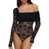imageREORIA Sexy Lace Bodysuit One Shoulder Bodysuit Long Sleeve Bodysuits for Women Going Out Y2K Clothes 2025Black Onyx