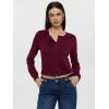 imageREORIA Womens 2025 Fall Fashion Lightweight Long Sleeve Button Down Casual Wool Blend Cardigan SweatersBurgundy