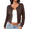 imageREORIA Womens 2025 Fall Fashion Lightweight Long Sleeve Button Down Casual Wool Blend Cardigan SweatersBrown