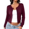imageREORIA Womens 2025 Fall Fashion Lightweight Long Sleeve Button Down Casual Wool Blend Cardigan SweatersBurgundy