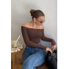 imageREORIA Womens Sexy Off The Shoulder Long Sleeve Bodysuit Lace Body Suits Going Out Tops Fall Outfit 2025Shaved Chocolate