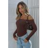 imageREORIA Womens Sexy Off The Shoulder Long Sleeve Bodysuit Lace Body Suits Going Out Tops Fall Outfit 2025Shaved Chocolate