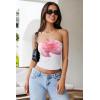 imageREORIA Womens Y2K Strapless Backless Tube Top Double Lined Sleeveless Crop Tank Top for Summer 2025 Going OutFloral Print