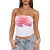 imageREORIA Womens Y2K Strapless Backless Tube Top Double Lined Sleeveless Crop Tank Top for Summer 2025 Going OutFloral Print