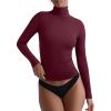 imageREORIA Womens Basic Long Sleeve Thermal Shirts Mock Turtle Neck Soft Wool Winter Layering Slim Fit Underwear Tops 2025Cordovan