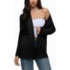imageREORIA Womens Casual Lightweight Knit Open Front Cardigan Sweater with Pockets 2025 Fall FashionBlack