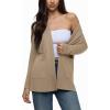 imageREORIA Womens Casual Lightweight Knit Open Front Cardigan Sweater with Pockets 2025 Fall FashionKhaki