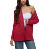 imageREORIA Womens Casual Lightweight Knit Open Front Cardigan Sweater with Pockets 2025 Fall FashionRibbon Red