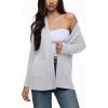 imageREORIA Womens Casual Lightweight Knit Open Front Cardigan Sweater with Pockets 2025 Fall FashionWhite