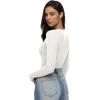 imageREORIA Womens Long Sleeve Y2K Henley Shirts Button Ribbed Knit Slim V Scoop Neck 2025 Fall Fashion Basic TopsWhite