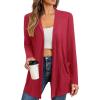 imageREORIA Womens Casual Lightweight Knit Open Front Cardigan Sweater with Pockets 2025 Fall FashionRibbon Red