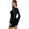 imageREORIA Womens Lace Mesh Boat Neck Bell Long Sleeve Tops Y2k Going Out Asymmetrical Tops 2025 Fall FashionBlack Onyx