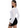 imageREORIA Womens Lace Mesh Boat Neck Bell Long Sleeve Tops Y2k Going Out Asymmetrical Tops 2025 Fall FashionBrilliant White