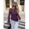 imageREORIA Womens Lace Mesh Boat Neck Bell Long Sleeve Tops Y2k Going Out Asymmetrical Tops 2025 Fall FashionCrushed Violets