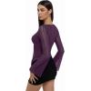 imageREORIA Womens Lace Mesh Boat Neck Bell Long Sleeve Tops Y2k Going Out Asymmetrical Tops 2025 Fall FashionCrushed Violets