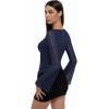 imageREORIA Womens Lace Mesh Boat Neck Bell Long Sleeve Tops Y2k Going Out Asymmetrical Tops 2025 Fall FashionDark Denim