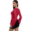 imageREORIA Womens Lace Mesh Boat Neck Bell Long Sleeve Tops Y2k Going Out Asymmetrical Tops 2025 Fall FashionWatermelon