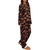 imageREORIA Funny Halloween Pajamas Women Button Up 2 Piece Pajama Set SleepwearBlack Pumpkin