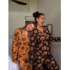 imageREORIA Funny Halloween Pajamas Women Button Up 2 Piece Pajama Set SleepwearBlack Pumpkin