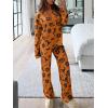 imageREORIA Funny Halloween Pajamas Women Button Up 2 Piece Pajama Set SleepwearOrange Pumpkin