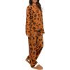 imageREORIA Funny Halloween Pajamas Women Button Up 2 Piece Pajama Set SleepwearOrange Pumpkin