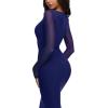 imageREORIA Womens Fall Mesh Sheer Long Sleeve Wedding Guest Dress Sexy Floral Bodycon Maxi Long DressesBellwether Blue