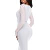 imageREORIA Womens Fall Mesh Sheer Long Sleeve Wedding Guest Dress Sexy Floral Bodycon Maxi Long DressesBrilliant White