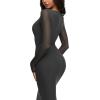 imageREORIA Womens Fall Mesh Sheer Long Sleeve Wedding Guest Dress Sexy Floral Bodycon Maxi Long DressesThyme