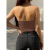 imageREORIA Womens Trendy Sexy Halter Neck Backless Seamless Sleeveless Y2K Cropped Tank Yoga Crop TopsCoffee