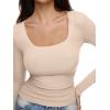 imageREORIA Long Sleeve Shirts for Women Scoop Neck Going Out Slim Basic Tshirts 2025 Trendy Tops Ribbed Knit Fall OutfitsApricot