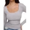 imageREORIA Long Sleeve Shirts for Women Scoop Neck Going Out Slim Basic Tshirts 2025 Trendy Tops Ribbed Knit Fall OutfitsLight Grey
