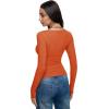 imageREORIA Long Sleeve Shirts for Women Scoop Neck Going Out Slim Basic Tshirts 2025 Trendy Tops Ribbed Knit Fall OutfitsOrange