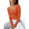 imageREORIA Long Sleeve Shirts for Women Scoop Neck Going Out Slim Basic Tshirts 2025 Trendy Tops Ribbed Knit Fall OutfitsOrange