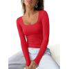 imageREORIA Long Sleeve Shirts for Women Scoop Neck Going Out Slim Basic Tshirts 2025 Trendy Tops Ribbed Knit Fall OutfitsRed