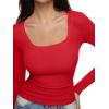 imageREORIA Long Sleeve Shirts for Women Scoop Neck Going Out Slim Basic Tshirts 2025 Trendy Tops Ribbed Knit Fall OutfitsRed