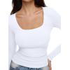 imageREORIA Long Sleeve Shirts for Women Scoop Neck Going Out Slim Basic Tshirts 2025 Trendy Tops Ribbed Knit Fall OutfitsWhite