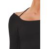 imageREORIA Womens Long Sleeve Square Neck Top Double Layer Reversible Sexy Crop Tops 2025 FallWinter Designer CollectionBlack