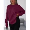 imageREORIA Womens Oversized Long Sleeve T Shirts 2025 Basic Crewneck Tee Fall Tops Casual Y2K ClothesBurgundy