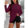 imageREORIA Womens Oversized Long Sleeve T Shirts 2025 Basic Crewneck Tee Fall Tops Casual Y2K ClothesBurgundy