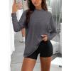 imageREORIA Womens Oversized Long Sleeve T Shirts 2025 Basic Crewneck Tee Fall Tops Casual Y2K ClothesDark Grey