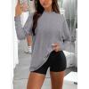 imageREORIA Womens Oversized Long Sleeve T Shirts 2025 Basic Crewneck Tee Fall Tops Casual Y2K ClothesLight Grey