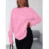 imageREORIA Womens Oversized Long Sleeve T Shirts 2025 Basic Crewneck Tee Fall Tops Casual Y2K ClothesPink