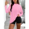 imageREORIA Womens Oversized Long Sleeve T Shirts 2025 Basic Crewneck Tee Fall Tops Casual Y2K ClothesPink