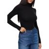 imageREORIA Womens Wool Blend Turtleneck Long Sleeve Basic Bodysuit Tops Fall ClothesBlack Onyx