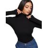 imageREORIA Womens Wool Blend Turtleneck Long Sleeve Basic Bodysuit Tops Fall ClothesBlack Onyx